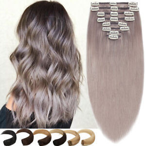 100% Clip In Full Head Remy Real Human Hair Extensions Real Hair Balayage Wefted