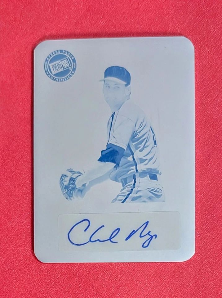 🔥 Charles Nagy Auto 1/1 Cyan Printing Plate -2024 Press Pass Premium Retro  - Image 1 of 2