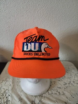 Vintage Team Ducks Unlimited DU Neon Orange Adjustable Rope Hat - Изображение 1 из 4