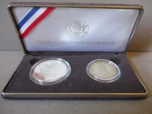 1989 Two Coin Proof Set - U.S Congressional Coins Silver Dollar/Clad Half Dollar - Picture 1 of 8