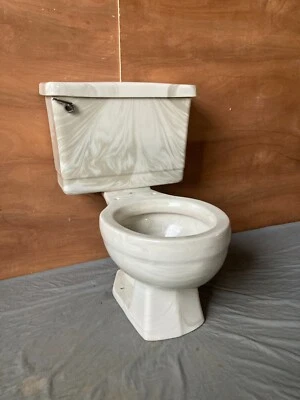 De Colección Cerámica Gris Mármol Remolino Universal Rundle Inodoro Redondo Cuenco Antiguo 174-24E Foto 1 de 4