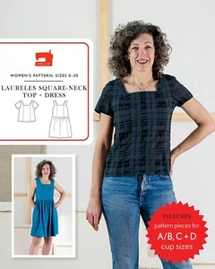 LAURELES SQUARE-NECK TOP + DRESS by Liesl & Co Women Sewing Pattern Size 0 - 20 - Picture 1 of 4