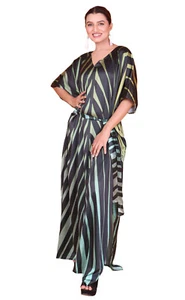 Kaftan Dress Leafy print silk Caftan Beach Cover Boho  Beach Women Plus Size - Picture 1 of 5