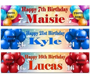 PERSONALISED BANNERS NAME AGE PHOTO BIRTHDAY PARTY Balloon childrens girl boy C1 - Picture 1 of 10