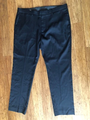 Pantalones de vestir para hombre Crown Street Collection negros bolsillos delanteros planos tiro medio 38X30 Foto 1 de 3