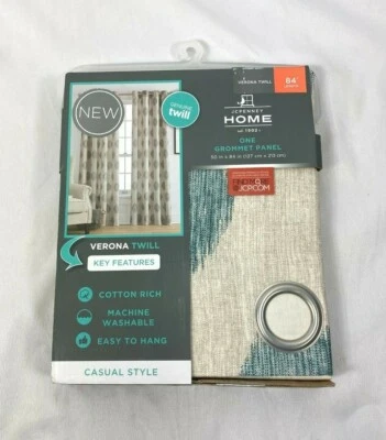Panel Cortina JCP Home Hydro Teal Verona Sarga Calico Casual Ojal, 50"x84" Foto 1 de 2