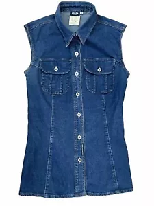 DOLCE & GABBANA Blue Jeans Button Down Sleeveless Vest Women’s Sz S Small - Picture 1 of 10