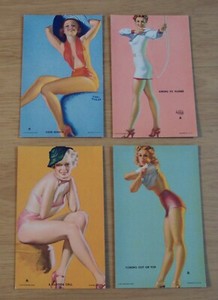 VTG 1940's 'EARL MORAN' Lot of 4 PINUP GIRL Mutoscope CARDS~