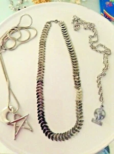 3  1990's SILVERTONE NECKLACES CHAINS RENAISSANCE MEDIEVAL ROCK GOTH GRUNGE ERA - Picture 1 of 10