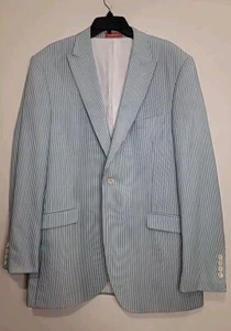 Tiglio Rosso Men's Blazer 44L Green/White Striped Suit Jacket Made In Italy - Picture 1 of 7