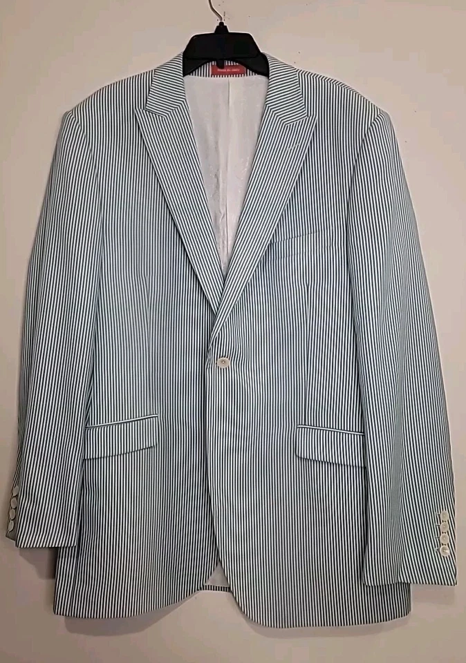 Blazer de hombre Tiglio Rosso 44L verde/blanco a rayas traje chaqueta hecho en Italia Foto 1 de 4