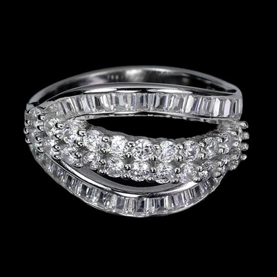 925 Sterling Silver Ring Baguette Simulated Cz Gemstone Jewelry Size 7 - Image 1 of 4