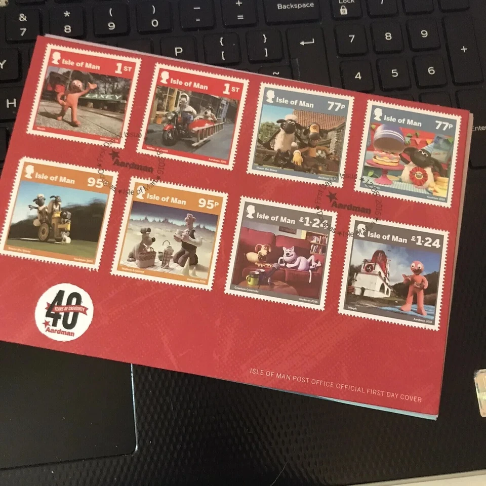 GB Isle of Man FDC 2016 40 YRS AARDMAN WALLACE GROMIT First Day Cover U/A - Image 1 of 1