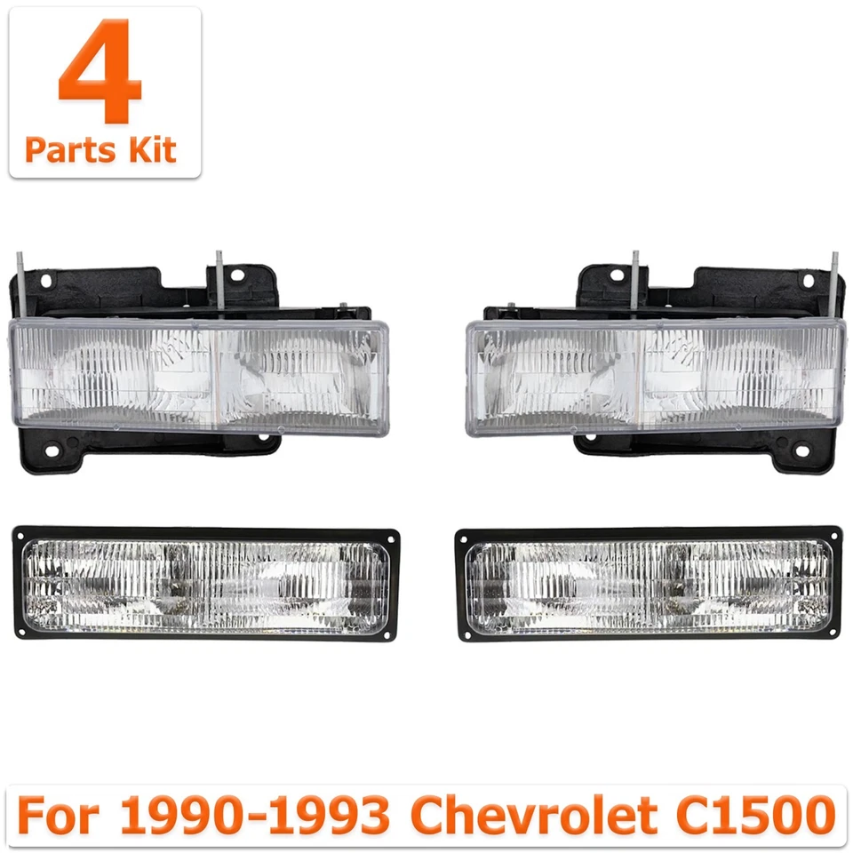 New Front Driver and Passenger Side Headlight Kit For 1994-99 GMC C1500 Suburban — 第 1/4 张图片