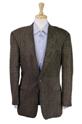 Blazer Giorgio Armani Vintage Años 90 Marrón Verde Tejido Sofá Tela 37R Foto 1 de 4
