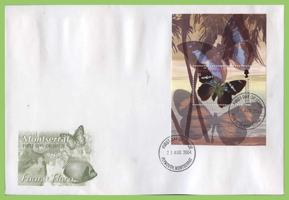Montserrat 2004 $6 Butterflies miniature sheet First Day Cover - Image 1 of 1