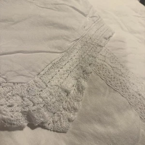 Simply shabby chic twin size white lace crochet duvet cover set cotton two piece - Picture 1 of 4