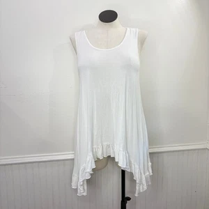 Camiseta sin mangas túnica boho de verano con volantes dobladillo blanco talla L/XL A Rare Bird sin mangas - Imagen 1 de 15