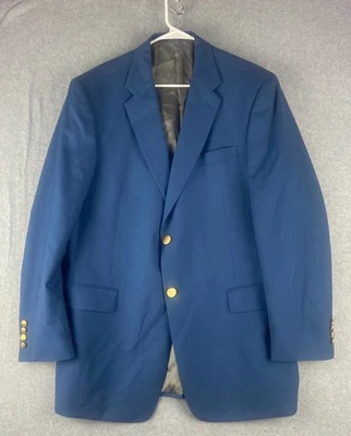 Blazer Hart Schaffner Marx Hombres 44L Azul Abrigo Deportivo Chaqueta 2 Botones Dorados Forrados * Foto 1 de 4