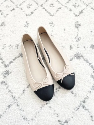 H&M 40 Nude Black Bow Ballet Flats Women’s Size 9 NWOB - Image 1 of 4