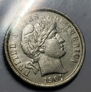 1901 Barber Dime 10c XF Details kleine Kratzer.  - Bild 1 von 13