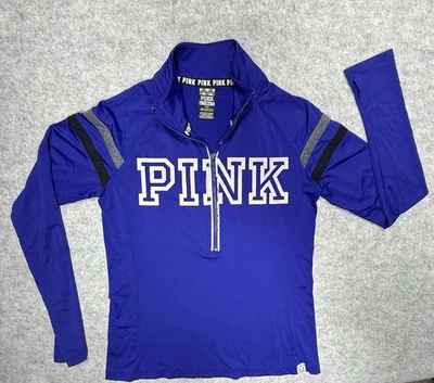 Pulôver esportivo Victoria's Secret rosa tamanho final M 1/2 zíper azul cobalto - Imagem 1 de 4
