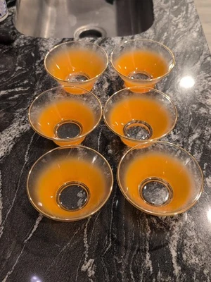 6 tigelas Blendo vintage ouro aro vidro fosco laranja tangerina  - Imagem 1 de 4