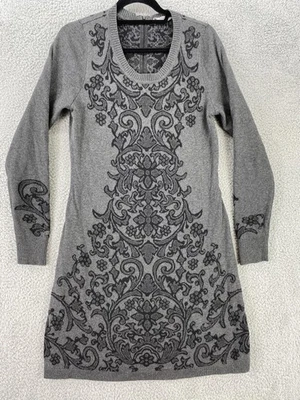 Athleta Dress Womens XL Gray Cotton Blend Knit Sweater Jacquard Zip Long Sleeve - Image 1 of 4
