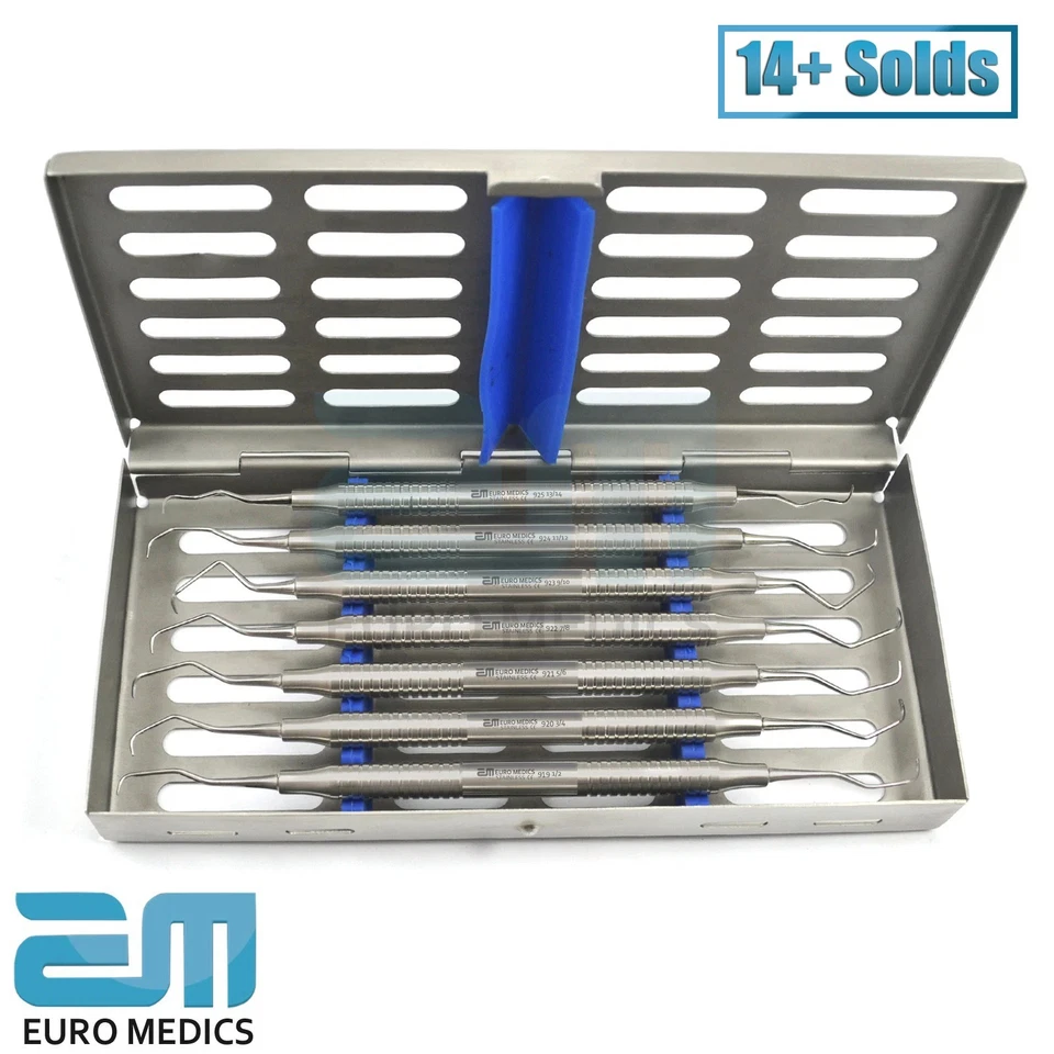 MEDENTRA EURO - MEDICS PK Dental Curettes-Set Of 7 Gracey's Equipments With Cassettes Hygeine Lab