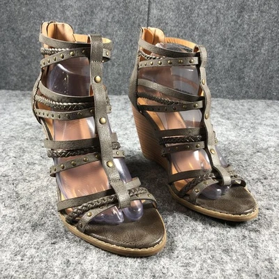 b.o.c. Born Shoes Womens Size 10 Taupe Gladiator Wedge Sandals Studded Braided - Image 1 of 4
