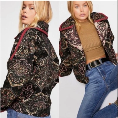 Free People Tapestry Labyrinth Patterned Moto Jacket Women's S - Image 1 of 4