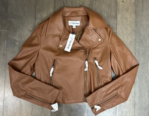 The Drop Vegan Moto Jacket Women's XS Biker/ Faux Leather/Asymmetrical Zip/ NEW - Picture 1 of 14