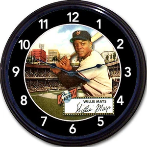 "Willie Mays Polo Grounds NY Giants tarjeta de béisbol reloj de pared postal MLB nuevo 10" - Imagen 1 de 1