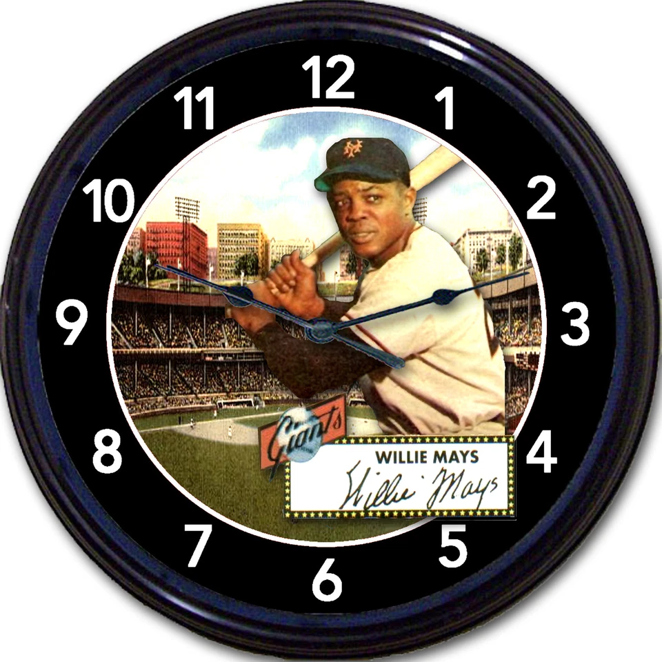 Willie Mays Polo Grounds NY Giants Baseball Card Wall Clock Postcard MLB New 10" - Image 1 of 1