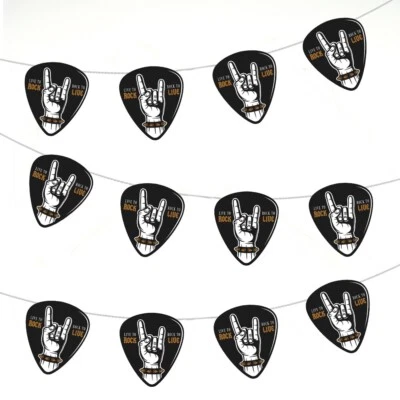 AK PARTY SUPPLIES Rock And Roll Heavy Metal Bunting Birthday Events Party Decorations 12pcs