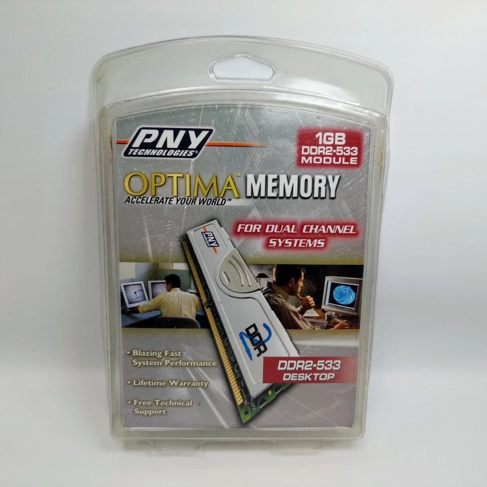 PNY PC4300 1GB Optima Memory Computer Desktop DDR2-533 DIMM - Image 1 of 2
