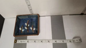 Handmade Pottery Trinket Tray Blue Brown Gray - Picture 1 of 6
