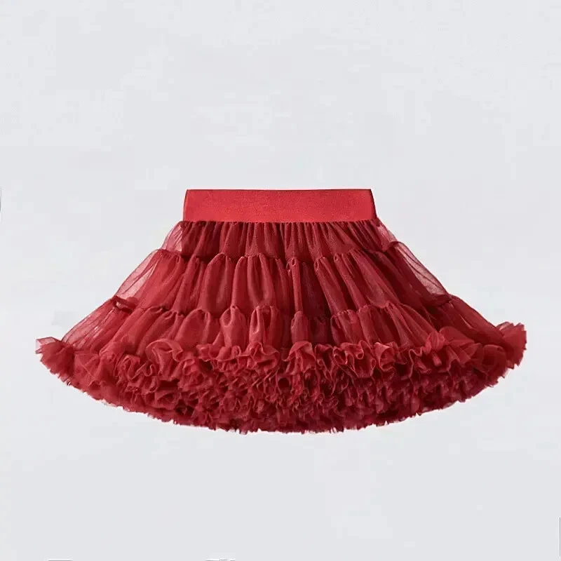 1-8T Falda de Encaje Niñas Esponjosa Gasa Pettiskirt Colores Sólidos Tutú Faldas Niña Foto 1 de 4