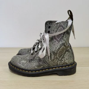 Dr Martens 1460 Pascal Grey Snake Python Print Leather Boots Size Uk 4 Eu 37 - Picture 1 of 10