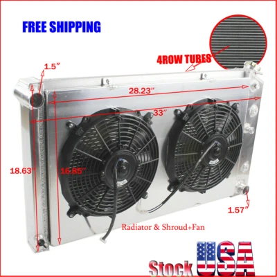 161 4 Row Aluminum Radiator Shroud Fan For 1973-86 Chevy/GMC C/K C10 C20 C30 K30 - Image 1 of 4