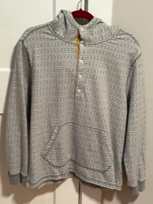 Moletom com capuz Henley Apres carbono 2 cobalto cinza geométrico jacquard - Masculino M - Imagem 1 de 4