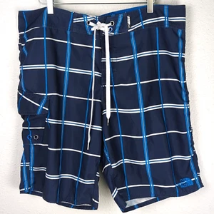 The North Face Men's Swim Trunks 40 Blue Plaid Cargo Pocket - Picture 1 of 14