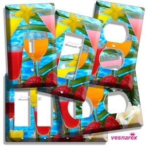 VACATION DRINKS BY THE POOL LIGHT SWITCH OUTLET WALL PLATE COVER BAR ROOM DECOR - Picture 1 of 21