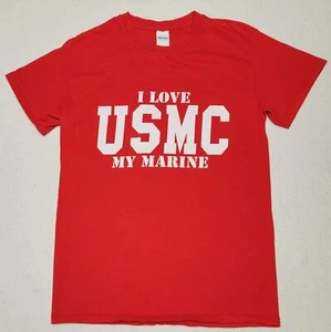 Gildan~  Women's Short Sleeve Top ~ Size Small ~ Red ~ USMC - Picture 1 of 7