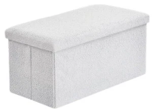 Bench Storage Foldable Fluffy Ottoman Plush White Design for Foot Rest 80x40cm - Picture 1 of 7
