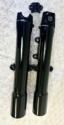 Harley Fat Boy Heritage Softail Horquilla Deslizadores Patas y Latas 07-17 Negro Brillante Foto 1 de 4