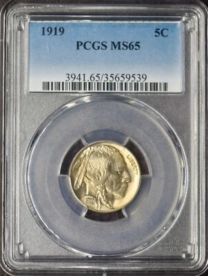 1919 Buffalo Nickel Toned - PCGS MS65 - ✪COINGIANTS✪ - Image 1 of 2