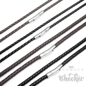 Echt Leder Halskette Lederband geflochten schwarz braun 19cm bis 60cm, 4mm 6mm - Bild 1 von 11