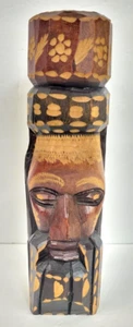 Vintage Holz handgeschnitzt 8,5" Kopfskulptur Totem Jamaika 1986 ""Kein Problem Irie - Bild 1 von 9