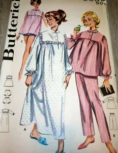*LOVELY VTG 1950s PAJAMAS & NIGHTGOWN BUTTERICK Sewing Pattern 12/32 FF - Picture 1 of 1